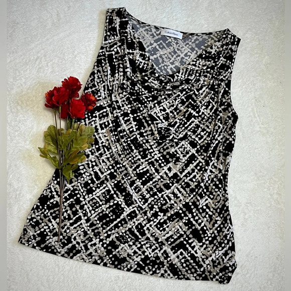 Calvin Klein Cowl Neck Printed Blouse - Medium - Picture 1 of 5